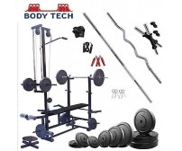 Body Tech 100kg Pvc Home Gym Set With 20 In 1 Exercise Bench.